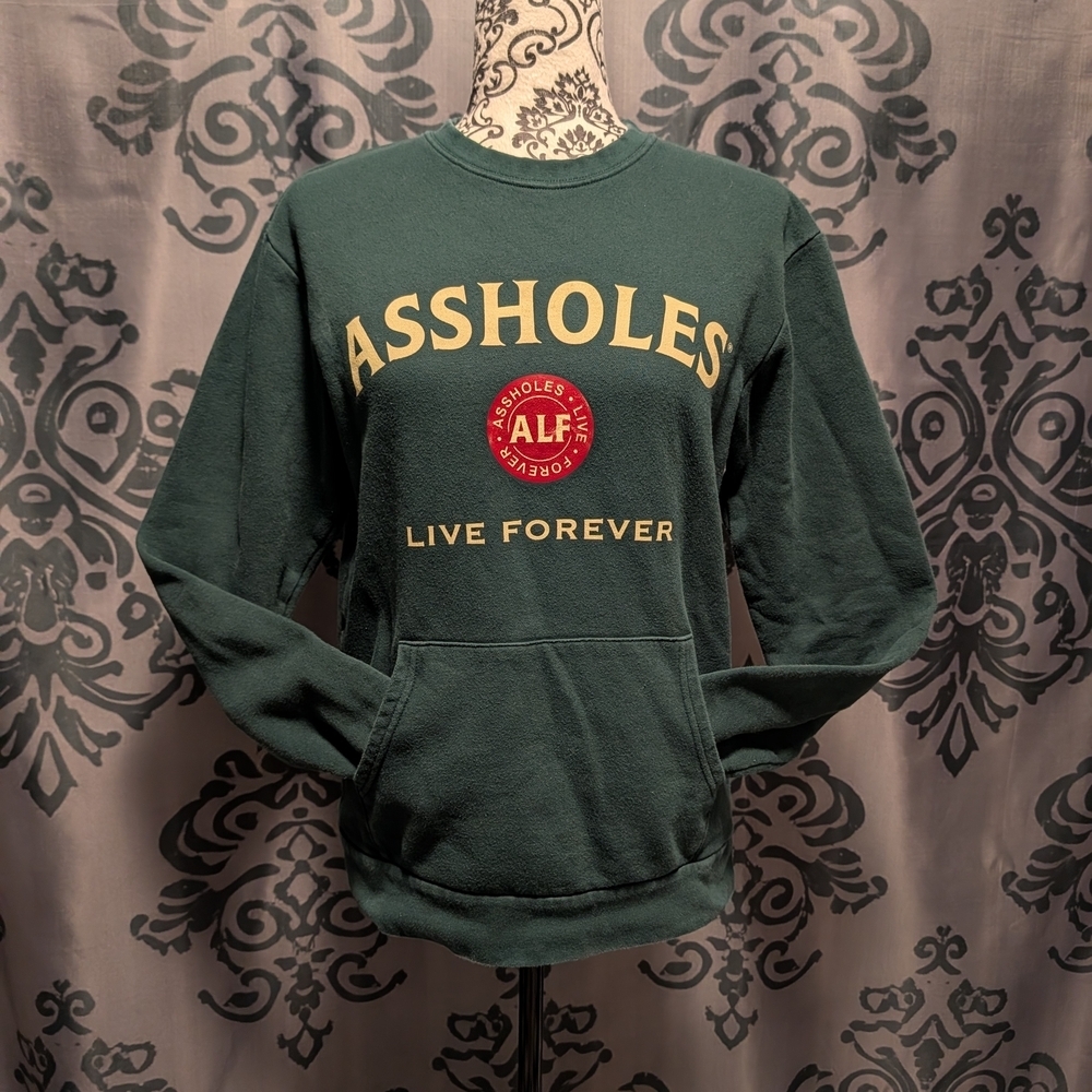 Assholes Live Forever Green Crewneck Sweater- Size Small